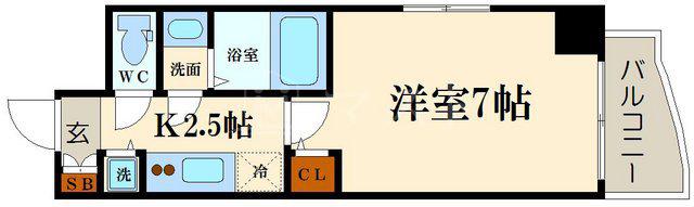 FORTUNEY北堀江(1K/13階)の間取り写真
