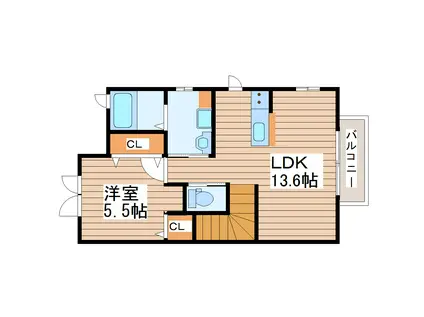 リジェールマレII(1LDK/2階)の間取り写真