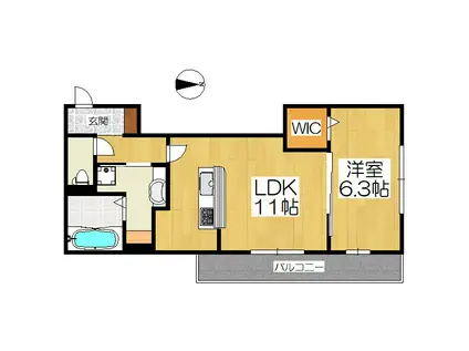 アデウ ドゥーエ(1LDK/1階)の間取り写真