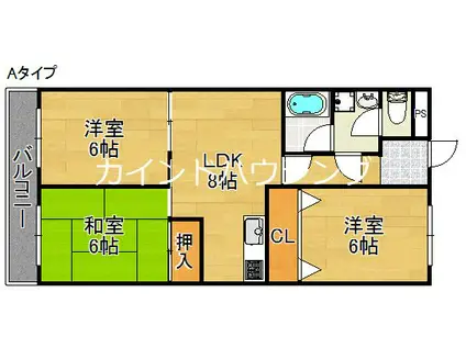ドリーム中加賀屋(3LDK/3階)の間取り写真