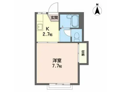 カーム・クウォーターB(1K/2階)の間取り写真