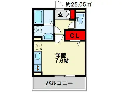 M・K・K北方(ワンルーム/2階)の間取り写真