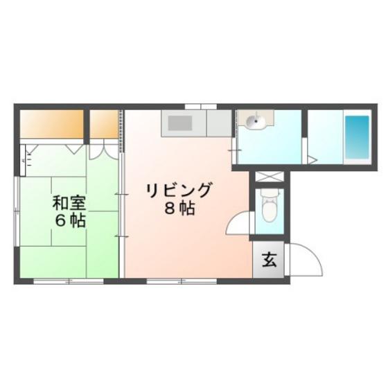 西本舟入南ビル(1LDK/2階)の間取り写真