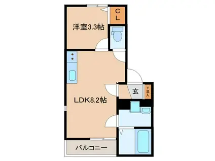 エコノ高松(1LDK/1階)の間取り写真