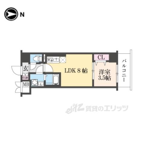 CREST TAPP 京都西京極DEX(1LDK/6階)の間取り写真