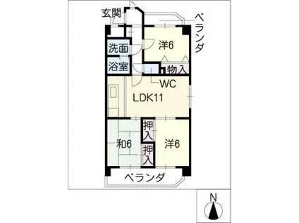 MENAGE KOMORI(3LDK/3階)の間取り写真