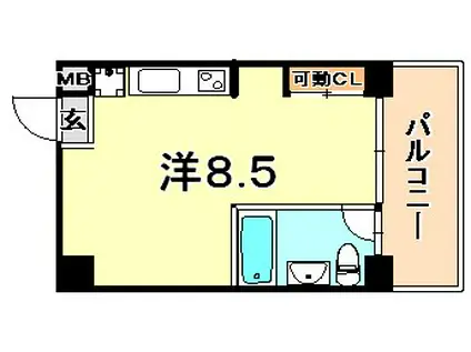 イーストヴィレッジ三宮(ワンルーム/1階)の間取り写真