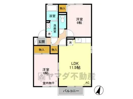 ティンカーベルⅡ(2LDK/1階)の間取り写真