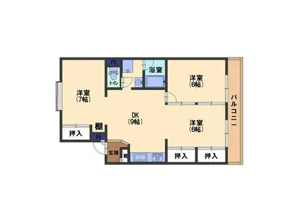 旭町スカイハイツ(3DK/1階)の間取り写真