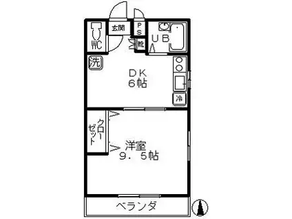 メゾン富士(1DK/1階)の間取り写真