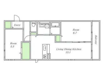 ハイムメゾン長居公園通(2LDK/1階)の間取り写真