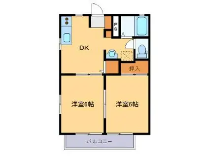 サニーランドB(2DK/2階)の間取り写真