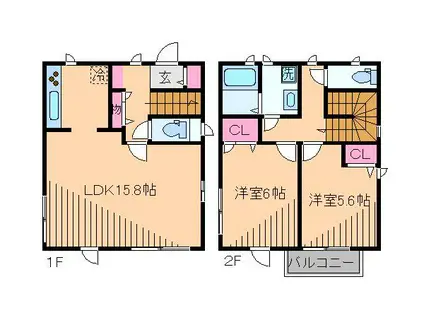 M.K.DESIGN MAISON B(2LDK/1階)の間取り写真