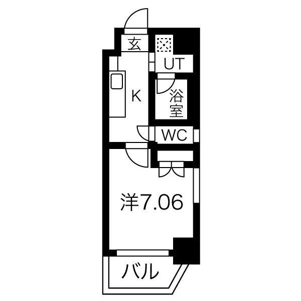 アールズタワー池下西(1K/7階)の間取り写真