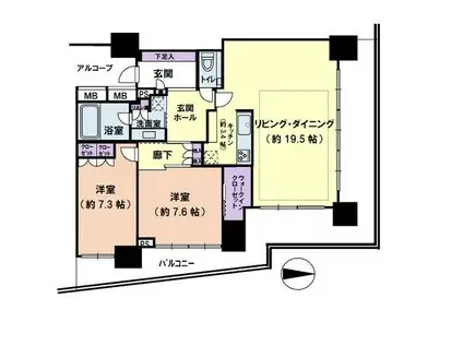 クレッセント川崎タワー(2LDK/8階)の間取り写真