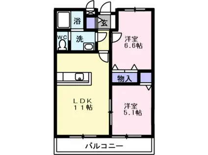 セトルIII(2LDK/2階)の間取り写真