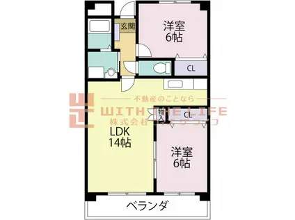 ルネス津福(2LDK/5階)の間取り写真