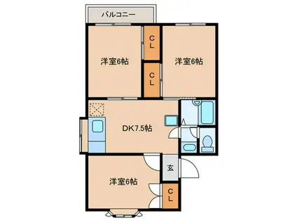 グリーンハイツA(3DK/2階)の間取り写真