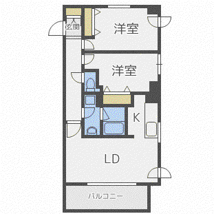 JP NOIE 円山表参道(2LDK/9階)の間取り写真