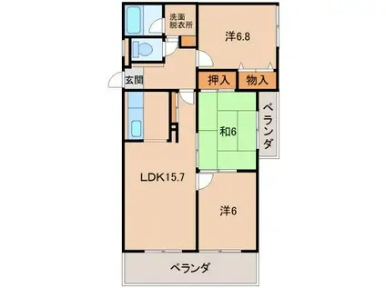 ハーバルヴィレッジ(3LDK/3階)の間取り写真