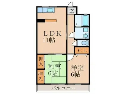 コーポYUMI(2LDK/1階)の間取り写真