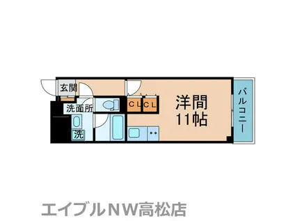 イトーピア高松(1K/3階)の間取り写真