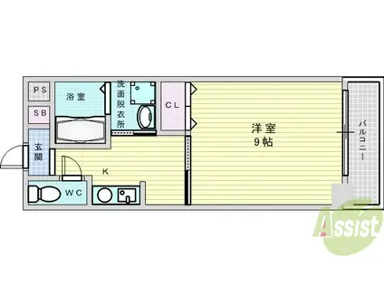 ヴィラほったⅡ(1K/3階)の間取り写真