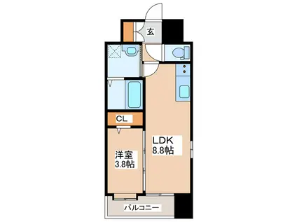 サンヒルズ県庁東(1LDK/2階)の間取り写真