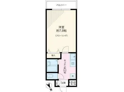 ドミールT(1K/2階)の間取り写真