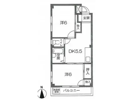シュガーハイツ(2DK/4階)の間取り写真