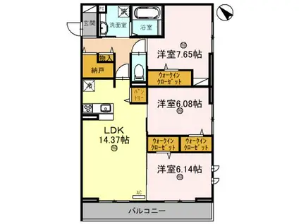 グラン セレーナ オオクボ(3LDK/3階)の間取り写真