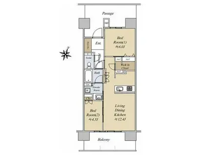 イニシア板橋桜レジデンス(2LDK/13階)の間取り写真