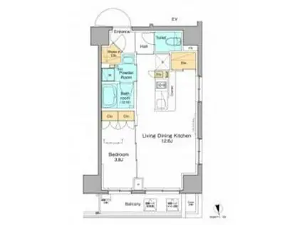 PROUD FLAT浅草(1LDK/4階)の間取り写真