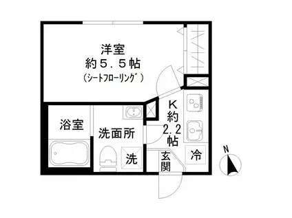 ストライプス東大井(1K/4階)の間取り写真