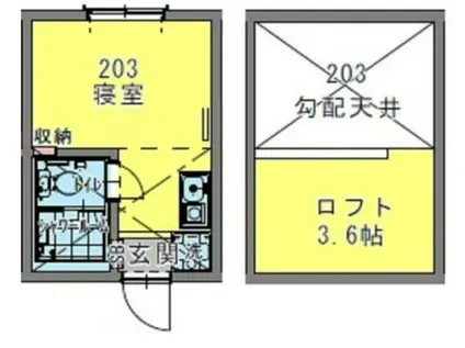 ルミエール新子安(ワンルーム/2階)の間取り写真
