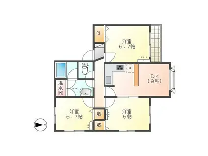 グランヴェルジェ緑が丘(3LDK/2階)の間取り写真