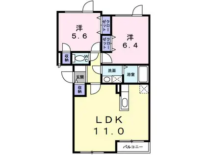 クリーンTS II(2LDK/1階)の間取り写真