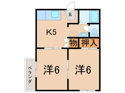カーサ奥山 IIC棟(2K/1階)の間取り写真