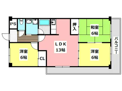 エクセレント千里丘(3LDK/5階)の間取り写真