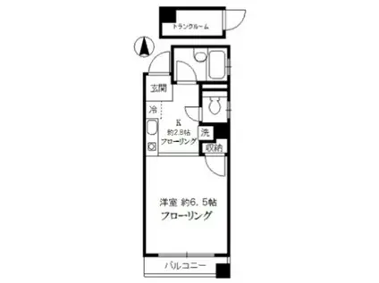 フェルメール(1K/4階)の間取り写真