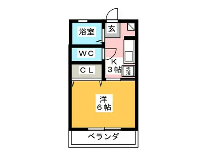 秋広コーポB(1K/1階)の間取り写真