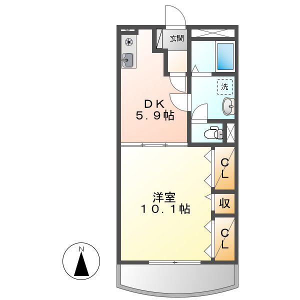 レジデンス辻が花2(1DK/3階)の間取り写真