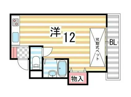 ヤマシンビル(ワンルーム/4階)の間取り写真