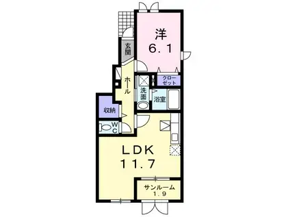 エトワール八尾III(1LDK/1階)の間取り写真