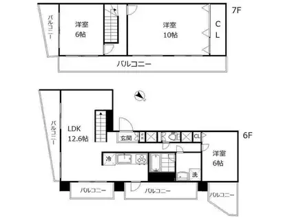 ルミネ五反田(3LDK/6階)の間取り写真