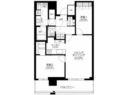 ザタワー横浜北仲(2LDK/10階)の間取り写真
