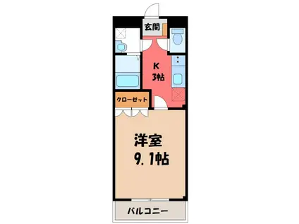 ODYSSEY(1K/2階)の間取り写真