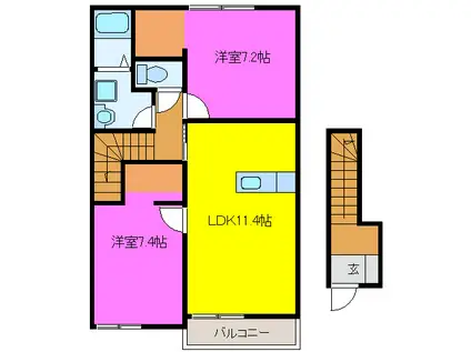 パークフロント美園(2LDK/2階)の間取り写真