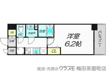 プレサンス大手前ピリオド(1K/11階)の間取り写真
