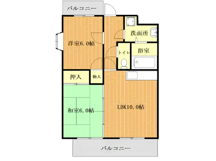 スイートハイム国府(2LDK/4階)の間取り写真